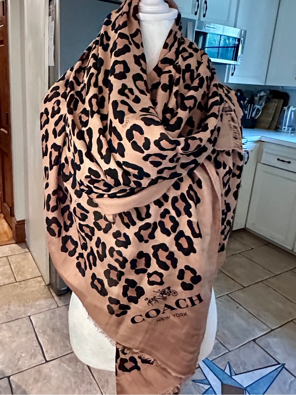 Coach Ocelot Print Wrap Scarf - 50” x 70”